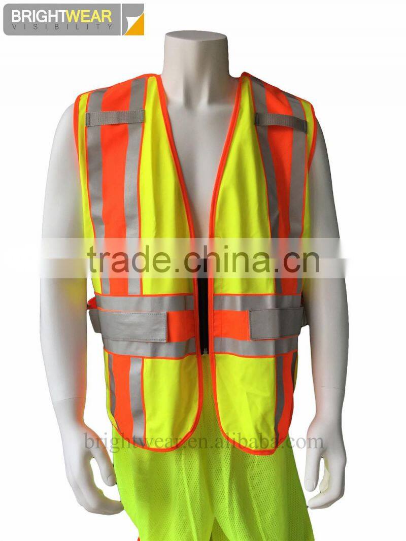 ANSI contrast polyester zipper closure tricot reflective 3M safety vest