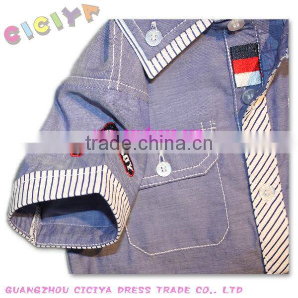 Handsome boys short sleeve design casual shirt for small boys custom wholesale