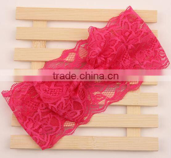 hot sale girl lace bow tie headband, girl wide lace headband