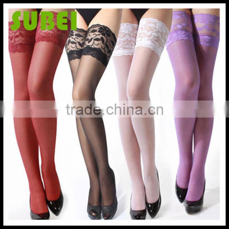 Lady lace knee-high sexy silk stockings,ultra-thin transparent temptation socks
