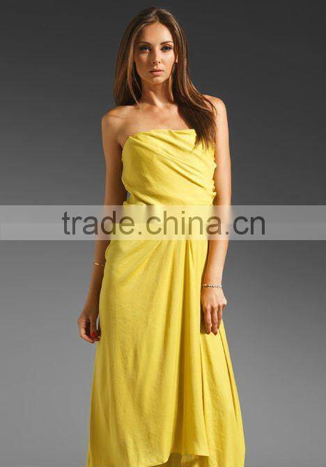 strapless draped side waist gown