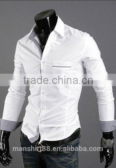 men's stylish contrast color slim fit oxofrd formal shirt