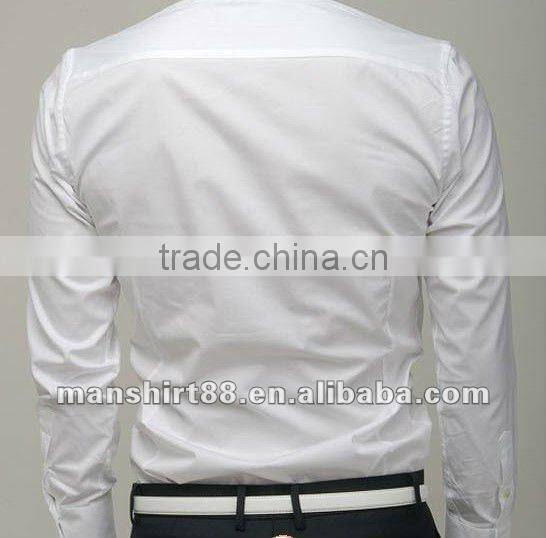 latest CVC slim fit long sleeve black tuxedo casual shirt for man