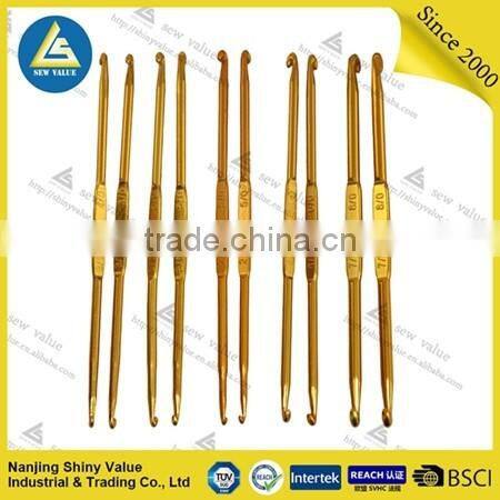 golden colors double head aluminum knitting crochet from china