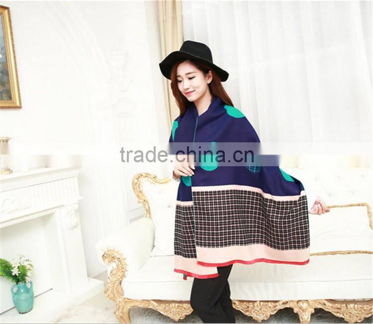 Classic jacquard cashmere dot houndstooth long thick winter scarf shawl