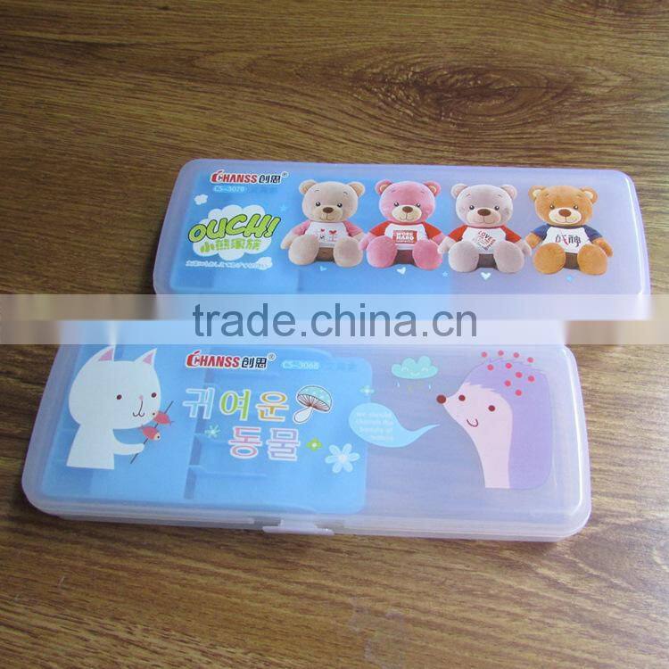 Curtom logo print transparent colorful plastic pencil case pen boxes