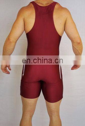 Custom sublimated high stretch lycra fabric wrestling singlet