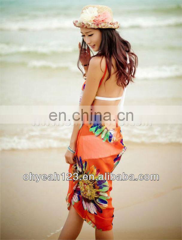 Orange new design cheap wholesale chiffon beach dresses
