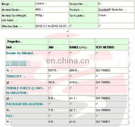 AA grade spandex yarn 40D clear for chair cover weeding dress fabric