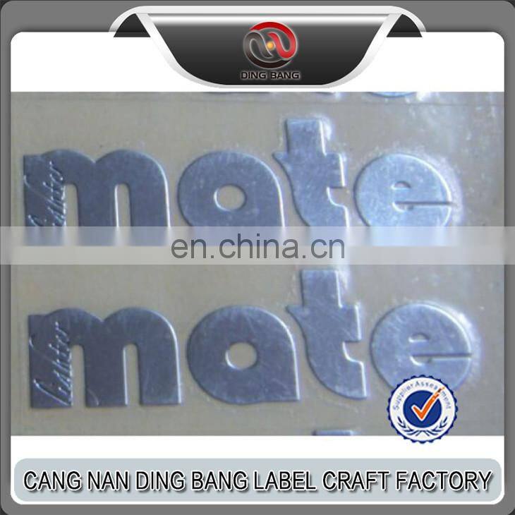 Top Quality Equipment Decoration Use Stong Self Adhesive Custom Logo Sliver /Gold Nickel Sticker