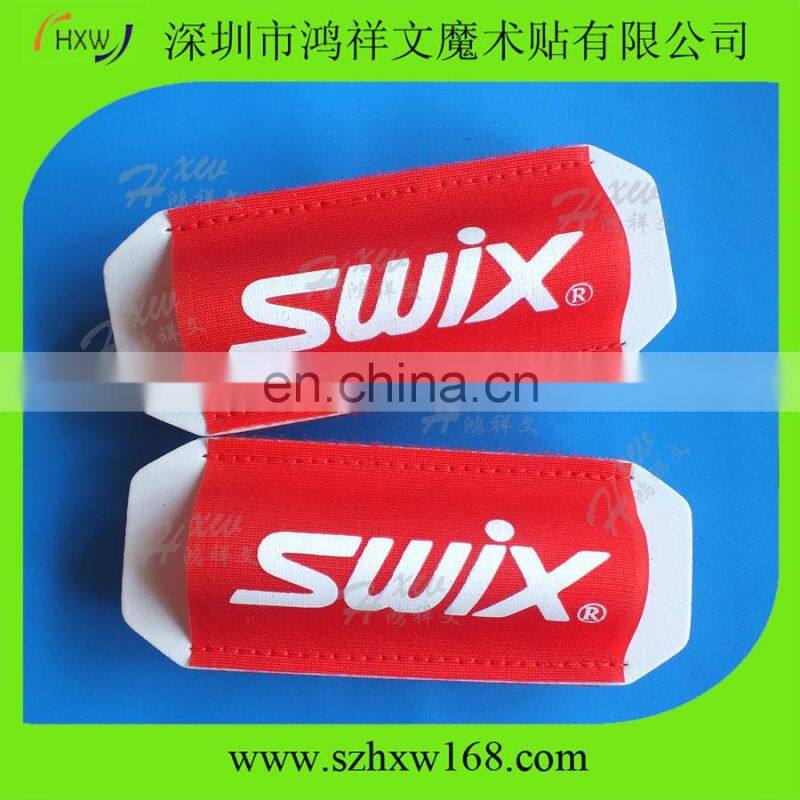 Black custme logo loop tape ski sleeves for cross country ski sports