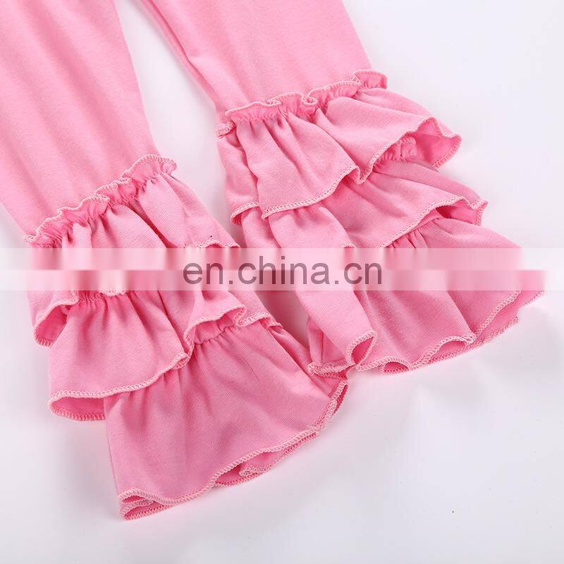 High Quality Baby Girl Cotton Sets Floral Top And Pink Trousers Ruffle Back To School Kids Girl Outfits
