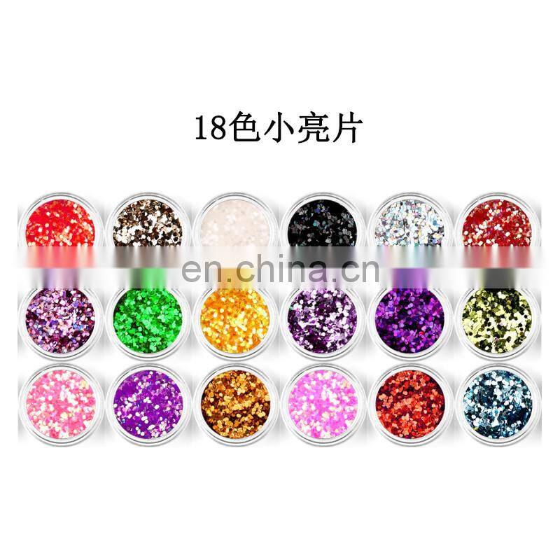 Small size Hexagon Shape 18 Colors Nail sparkling paillette spangles Set for nail art decoration