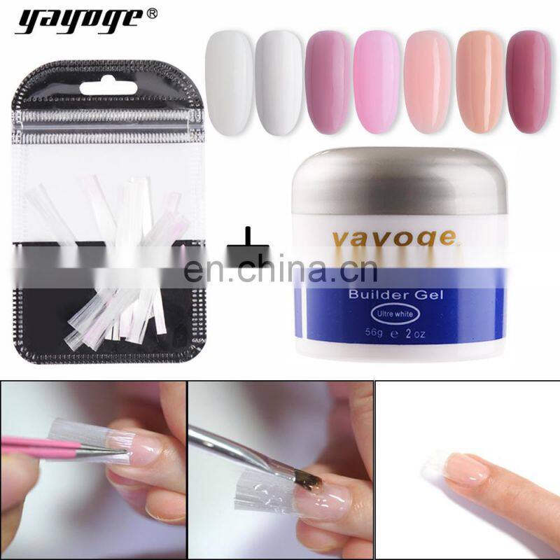 Fiberglass Extension nail gel kit with builder gel set fiber glass uv gel with base coat and top coat in stock