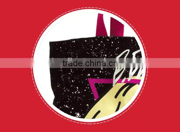 Wholesaler 2016 fashion polyester black women tote bag