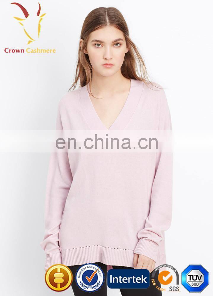 V Neck 100% women's Cashmere Sweater Pullover