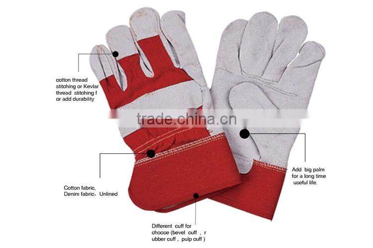 High Impact Protective Cow Split Leather Working Gloves, Leather Glove LG022