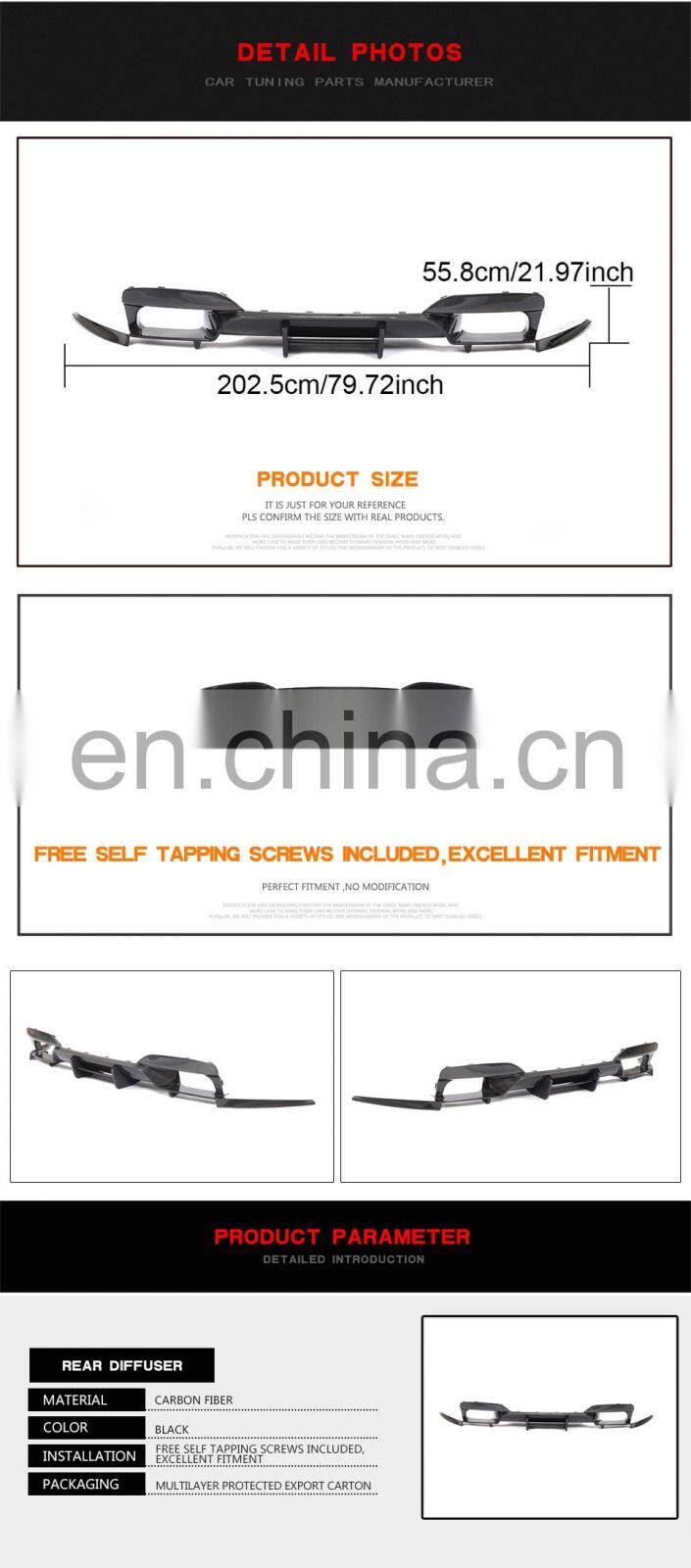 M6 Carbon Fiber Rear Diffuser Splitter for BMW M6 F06 F12 F13 Gran Coupe 2013-2019