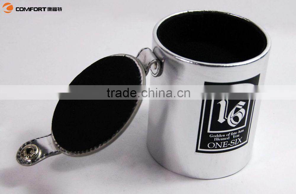 custom logo leather plastic dice cup with storage