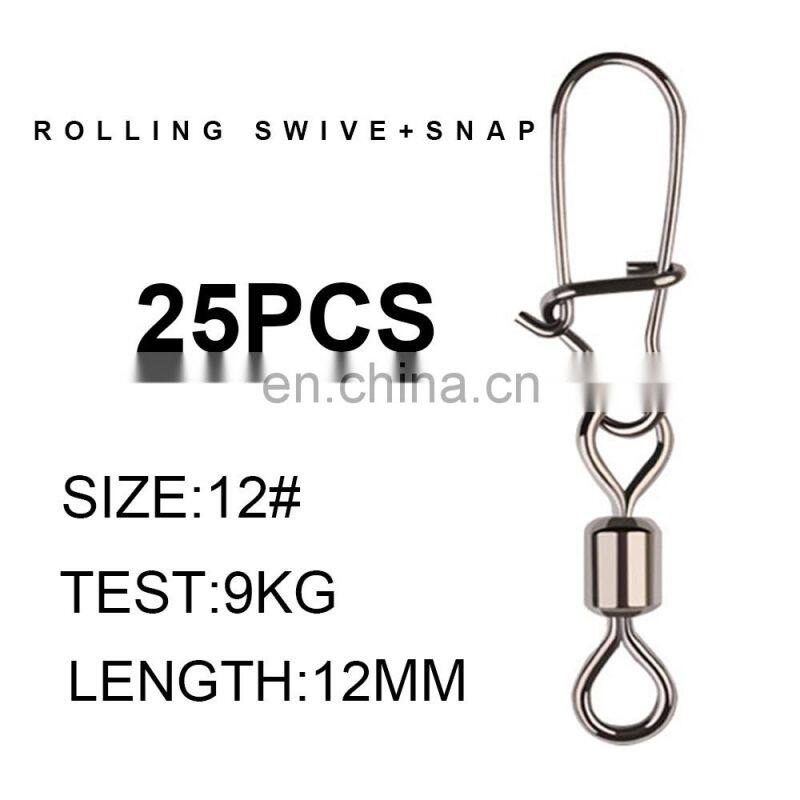 500PCS Stainless Steel Fishing Connector Pin Bearing Rolling Swivel Snap  fishing split ring other fishing products