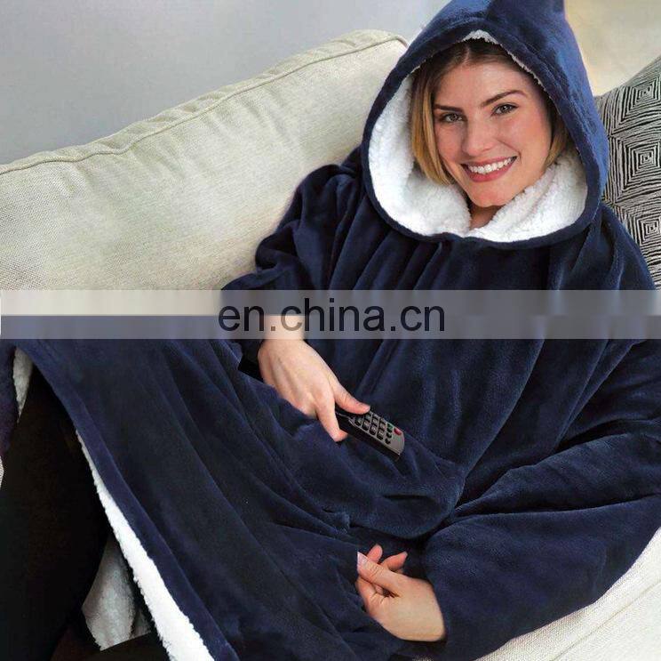 Factory Outlet 2021 Christmas Hooded Fashion Trend All-match Warm Outdoor Cool and Warm Lazy Hedging TV Blanket Couple Pajamas