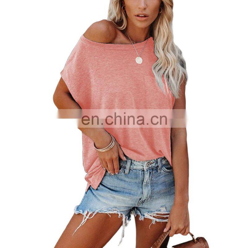 Manufacturers wholesale custom women's tops sports and leisure solid color round neck raglan short sleeve t-shirt