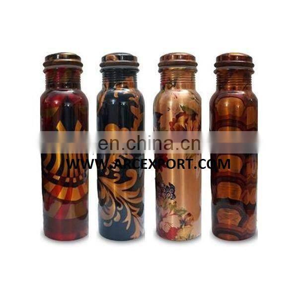flower printed copper bottle