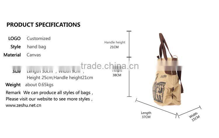 fashion women printed canvas hangbag tote bag