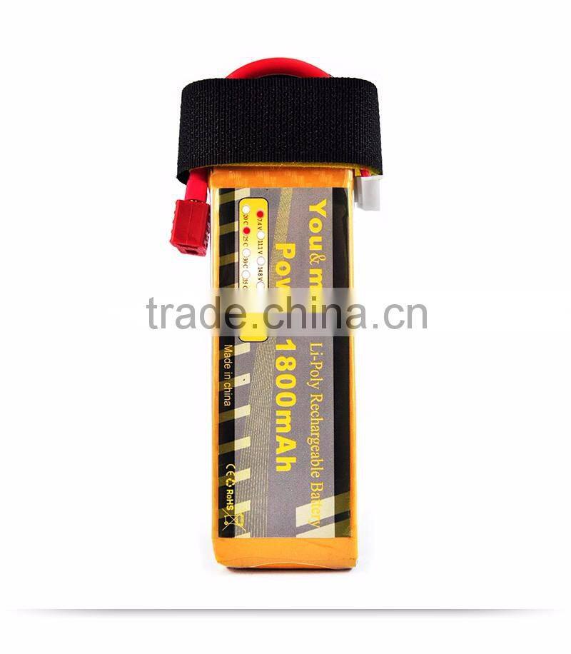 High discharge 1800mAh 7.4v propel rc helicopter battery