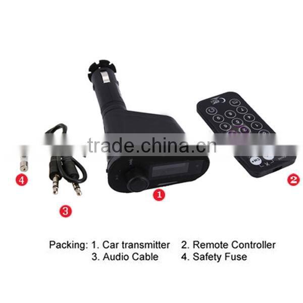 Car MP3 WMA Player/ FM transmitter; Support SD/MMC memory card(Max 8GB) and USB flash driver