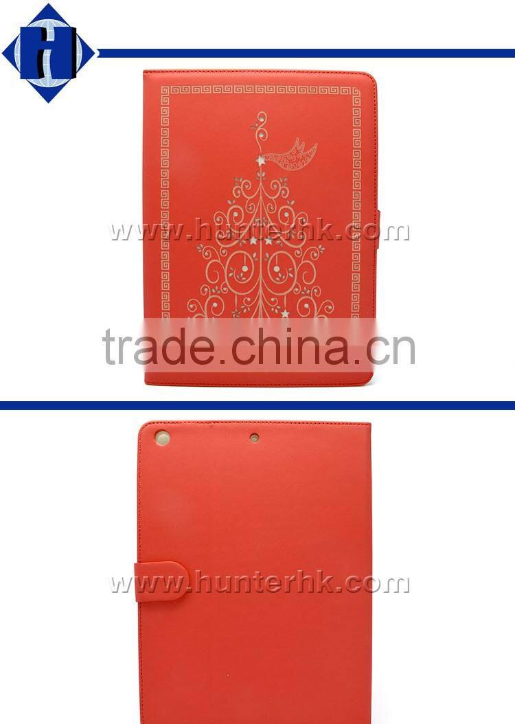 Red Color Printed Star Tree Tablet Case For iPad 4