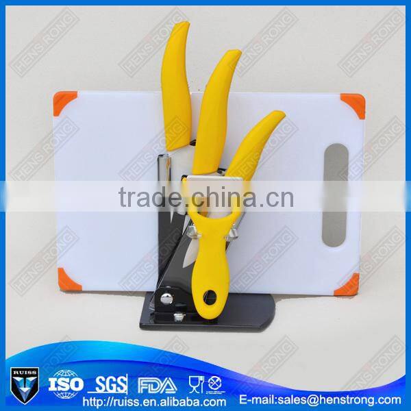 Handmade plastic banana shape handle ceramic kitchen knife