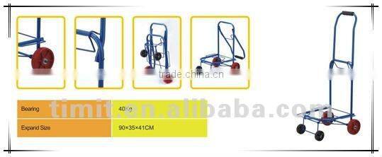 Simple Design Practical Iron 4 Wheels Foldable Blue Shopping Trolley Cart