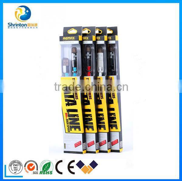 High quality colorful Remax 2 in 1 TPE Copper Core 2.1A USB Cable for smartphone