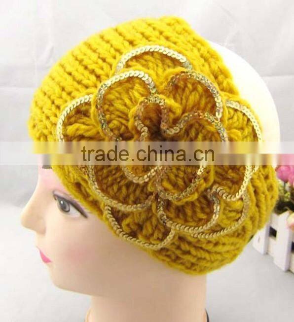 Sequin Flower Women Crochet Headband
