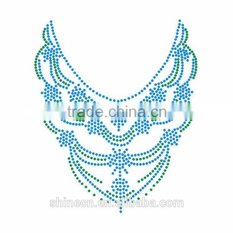 New design shirt collar motif Middle east quality Fashion customized hotfix rhinestone heat transfer motif