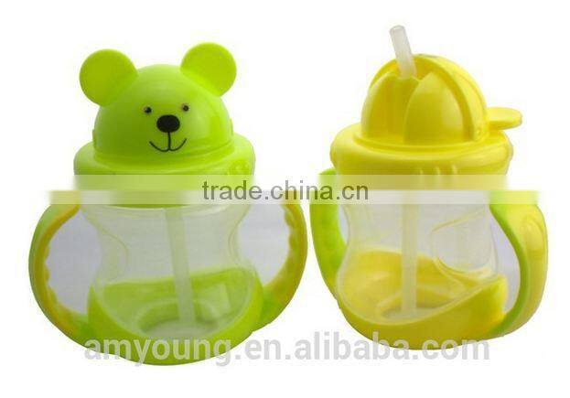 Animal Shape Baby Learning Cup With Silicone Straw /Bear Shape Baby Learning Cup