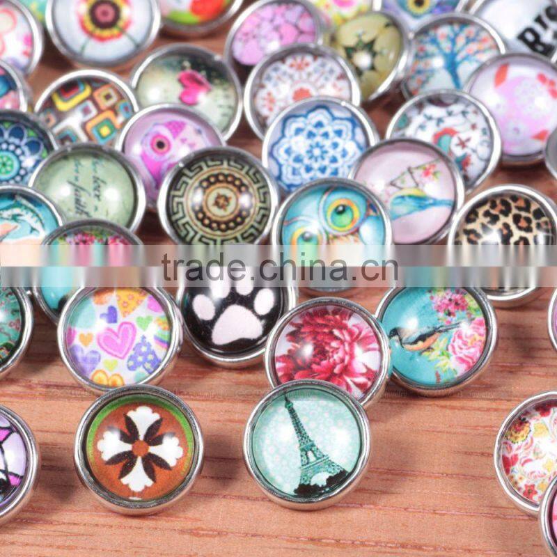 Customized DIY 12mm Glass snap button for interchangeable charm jewelry Cousin jewelry