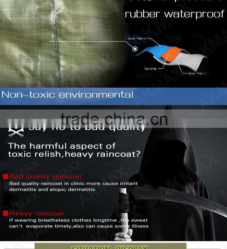 Outdoor Olive Green Military Raincoat Police Rain Poncho With Tents Purpose