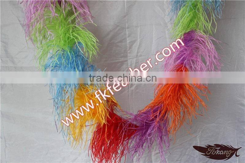 Natural Craft Ostrich Feather Fabric And Blue Decoration Ostrich Feather Coat