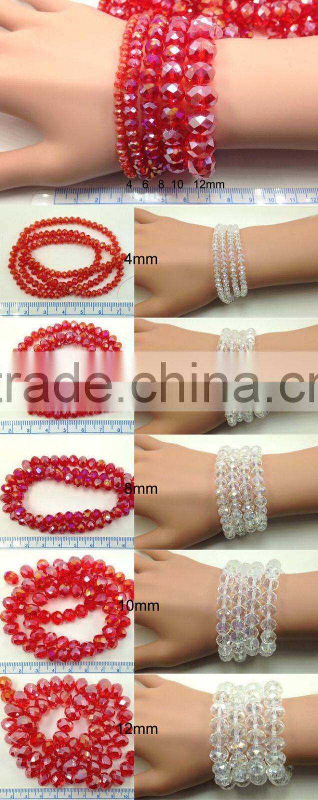 Solid Blue 2mm to 12mm AAA Quality Wholesales Price Loose Jade Crystal Facted Roundelles Glass Beads for Jewelry Cheapest