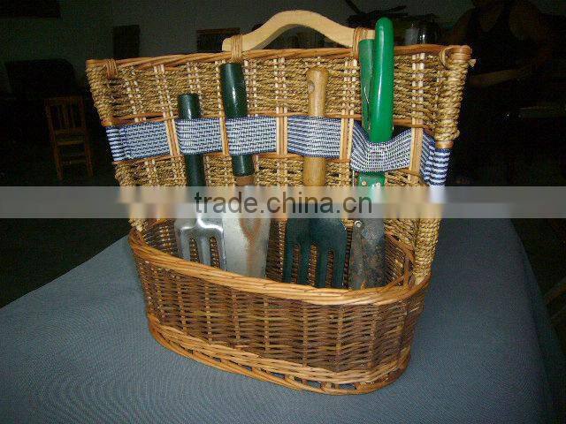 2013 new style green wicker garden tools basket for sale