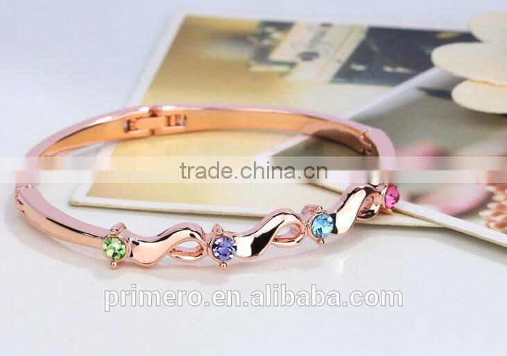 New 18k Rose Gold Filled Twist Clear Austrian Crystal Wrist Bracelet Bangle Jewelry