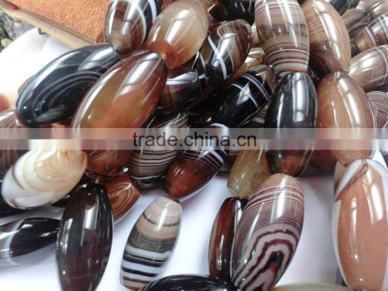 Beautiful Natural Smooth drum Brown Agate strip loose beads