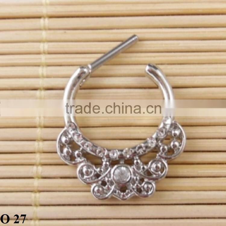 Gold Silver Plated fake septum Piercing Body Jewelry Hoop Nose Ring 2016 O 27