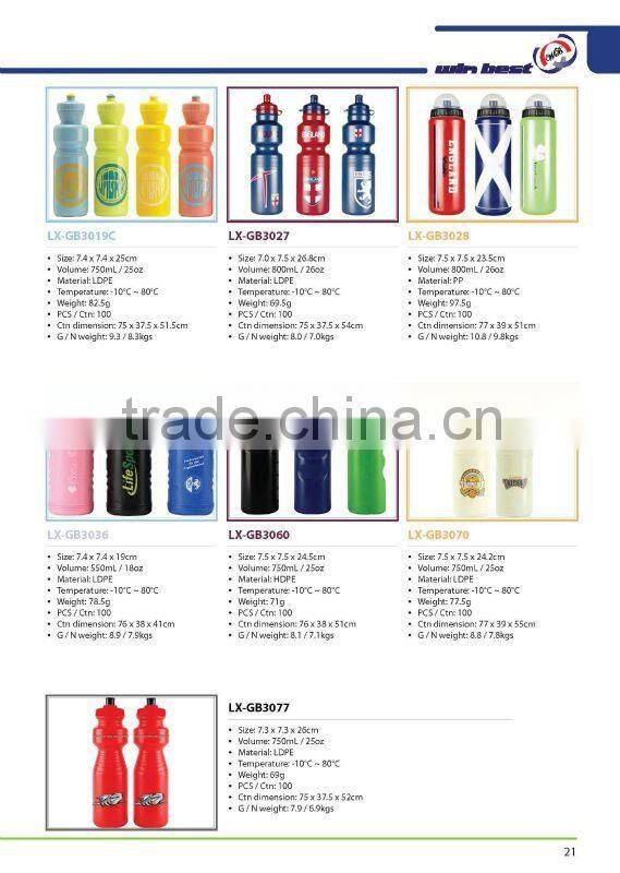 600ml/20oz silver color sport water bottles