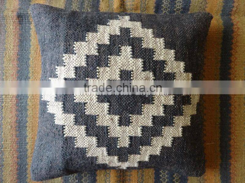 Hand Woven Kilim Pillow Cover Indian Jute Cushions 18X18 Decorative Throw Shams