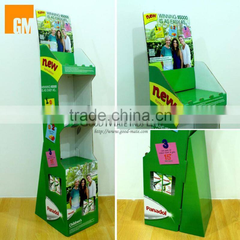 Pharmacy Floor Display Stand Cardboard Display Shelf Rack
