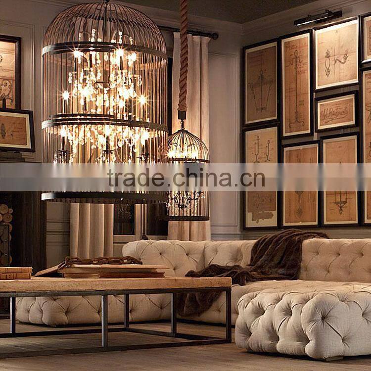 Rust vintage crystal iron chandeliers for restaurant