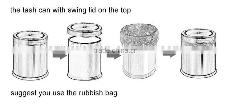 room swing top stainless steel bin